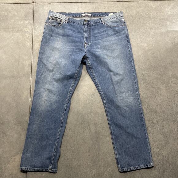Tommy Hilfiger Jeans Mens 42x32 Blue Denim Straight Leg Classic Fit Casual Pants - Picture 1 of 5